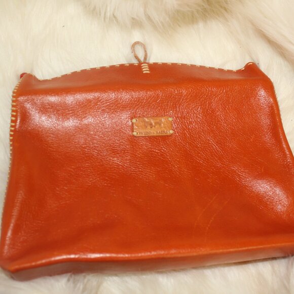 Fredd and Basha Henri bag leather Clutch brow snap closure 11"L  x 7.5" W x 2" - Picture 9 of 9